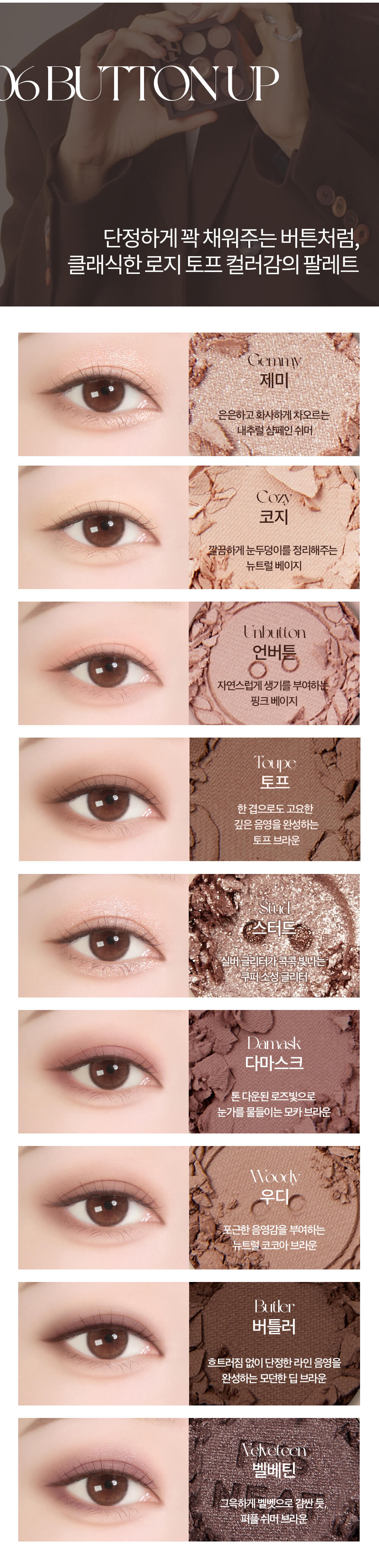 2022秋冬新品〖Neat Collection〗韓國 Holika Holika My Fave Mood Eye Palette 9色眼影盤 #Button Up 鈕扣盤