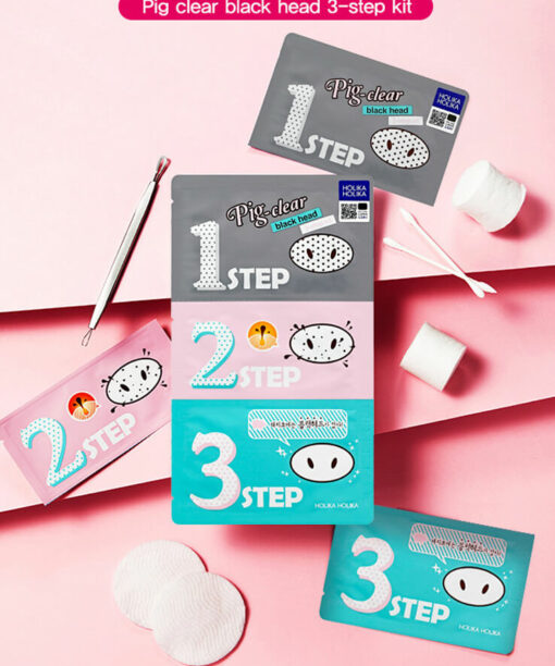 韓國 Holika Holika Pig Nose Clear Black Head 3-Step Kit #Original 豬鼻子深層去黑頭3部曲鼻頭貼 #經典款