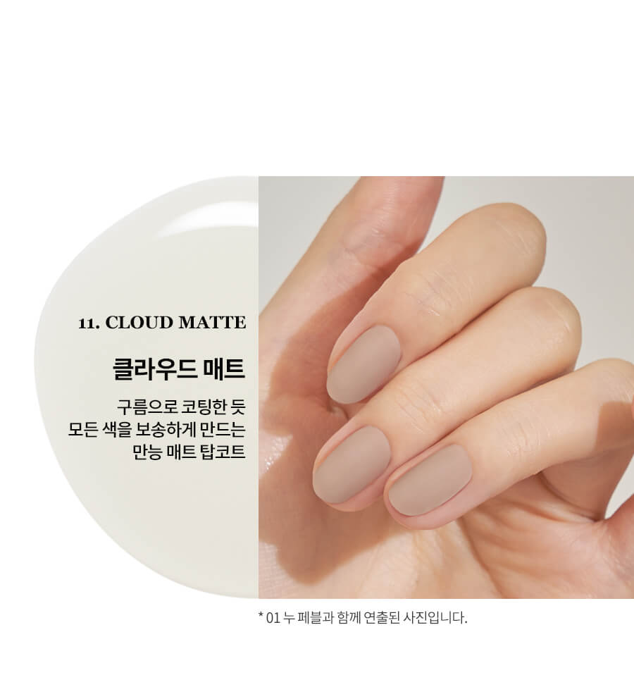 romand Mood Pebble Nail | 持久水亮光滑鵝卵石指甲油 #11 Cloud Matte 霧面指甲油中面油