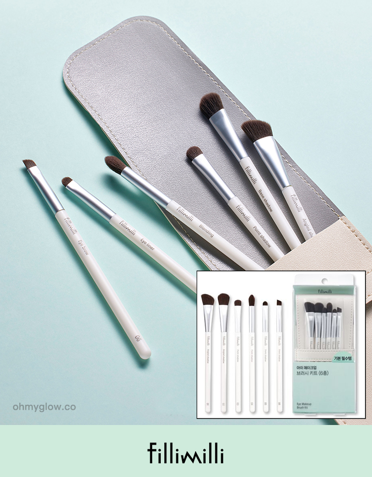 25年新升級！＼高CP皇牌/ Olive Young 銷量🏆 韓國 FilliMilli Eye Make Up Brush Set 眼妝掃6件連皮革收納套+鏡套裝