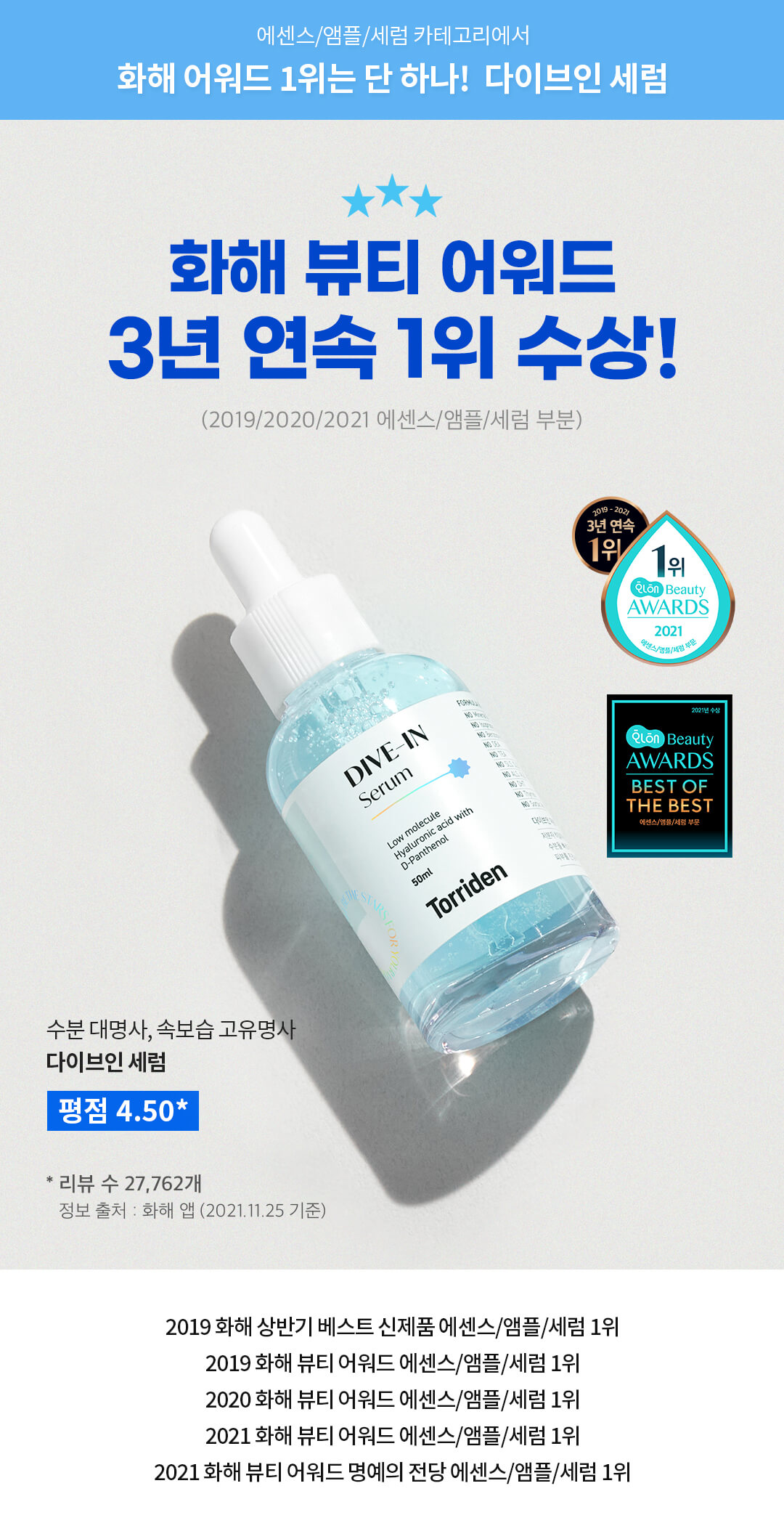 韓國 ＼皇牌 ／Torriden DIVE-IN Low Molecule Hyaluronic Acid Serum 低分子透明質酸保濕精華 - 50ml