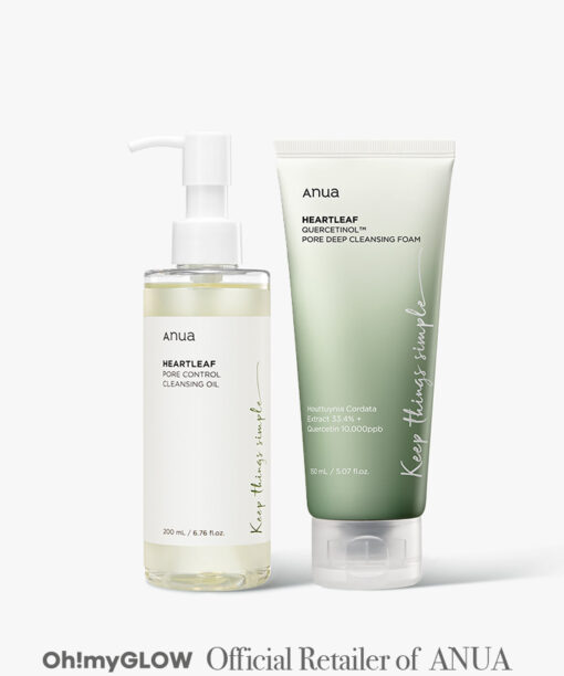 #好用自留推介 毛孔粗糙肌 洗走暗粒 ✰ 韓國 ANUA Heartleaf Double Cleansing Set(Pore Control Cleansing Oil + Quercetinol Cleansing Foam) 魚腥草溶解黑頭粉刺清毛孔卸妝油 + 槲皮素毛孔深清潔面 2件組合