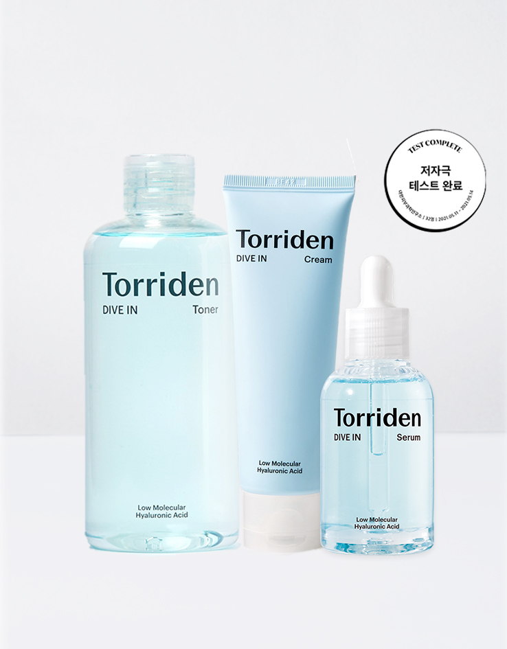 ＼超值限量皇牌套裝／韓國 Torriden Dive-In 低分子透明質酸精華 50ml + 爽膚水 300ml + 保濕面霜 80ml