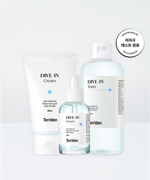 ＼超值限量皇牌套裝／Torriden Dive-In 低分子透明質酸精華 50ml + 爽膚水 300ml + 保濕面霜 80ml