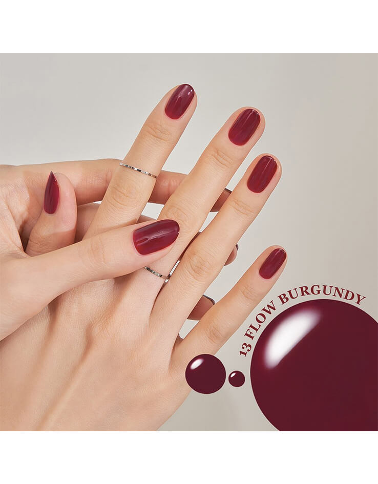 韓國 romand X Hyojin Choi Burgundy Mood Set 聯名限量套裝 - mood pebble nail 13 burgundy flow