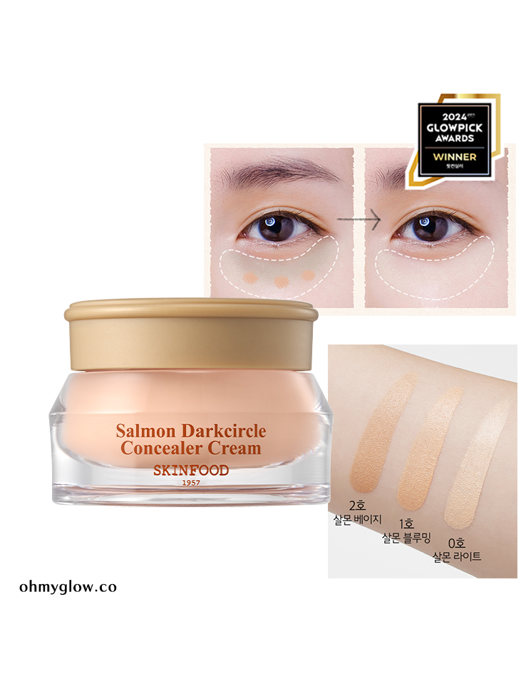 韓國得奬 24年新版 SkinFood Salmon Dark Circle Concealer Cream 三文魚子PDRN亮白眼部遮瑕膏 - 3色選擇
