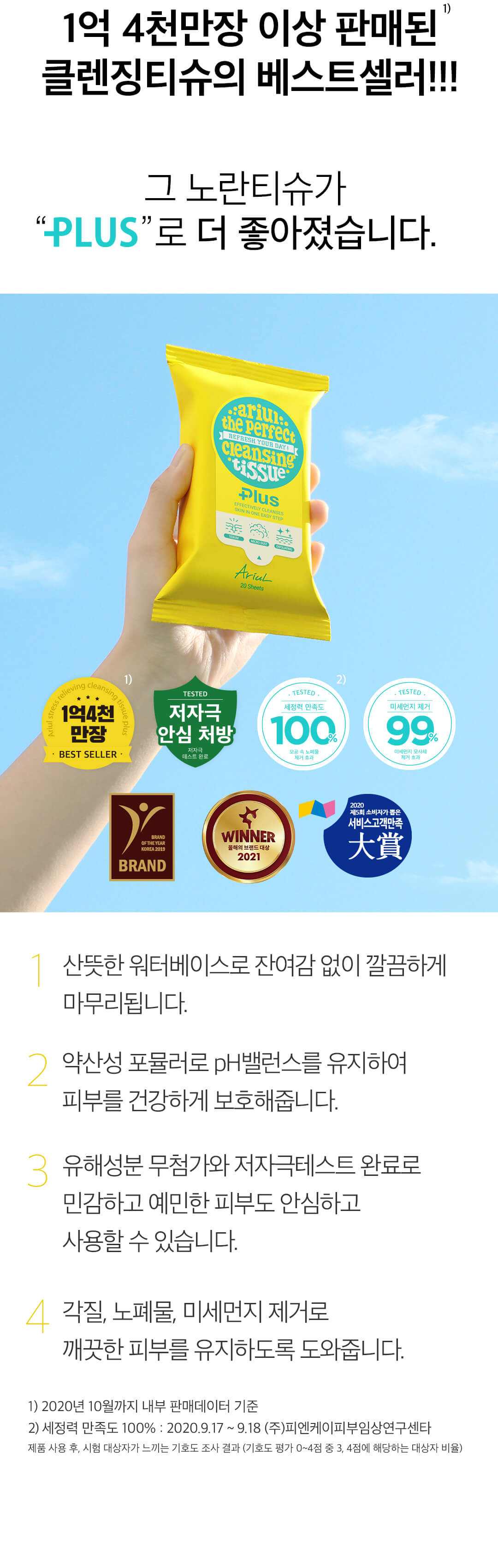 韓國皇牌得奬 Ariul The Perpect Cleansing Tissue Plus 極淨舒壓卸妝潔面紙 (20 Sheets)