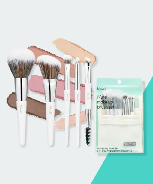 韓國FilliMilli皇牌熱賣 Mini Makeup Brush Set 迷你化妝掃5件組連收納袋套裝