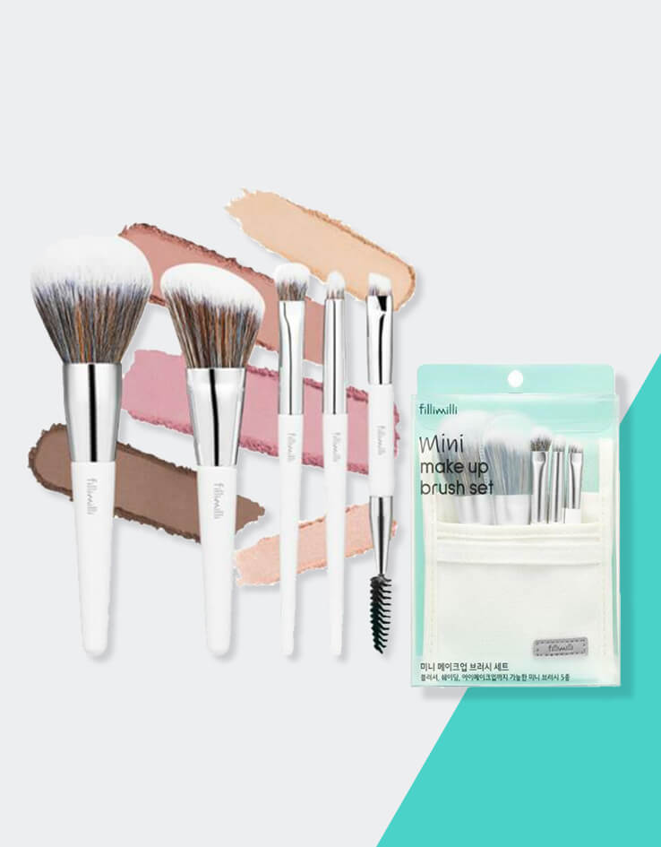 韓國FilliMilli皇牌熱賣 Mini Makeup Brush Set 迷你化妝掃5件組連收納袋套裝