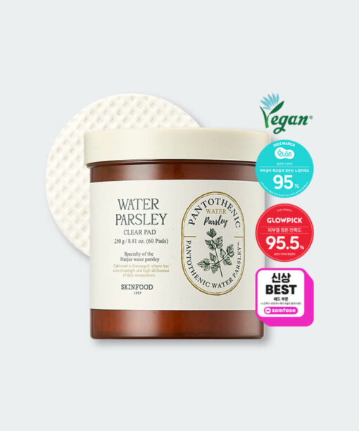 韓國 SkinFood 皇牌 Pantothenic Water Parsley Clear Pad 水芹菜潔膚純素棉片 - 60片