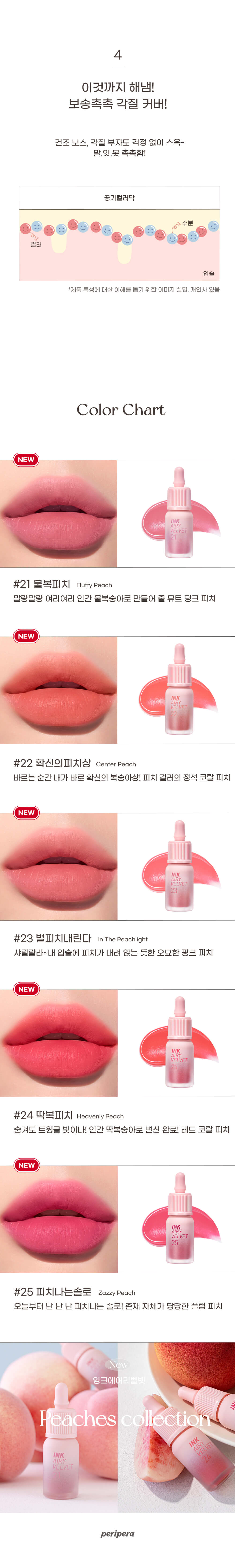 韓國 Peripera Ink Airy Velvet #Peaches Collection 桃系列空氣絲絨霧面墨彩奶瓶唇釉 #21-25 - 5色選擇
