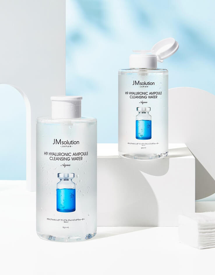 韓國 JM Solution H9 Hyaluronic Ampoule Cleansing Water Aqua 9倍透明質酸保濕低敏免沖式卸妝水- 大容量500ml