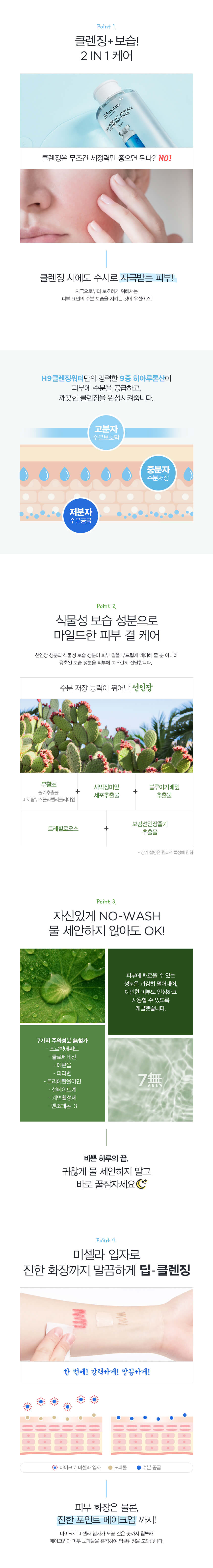 韓國 JM Solution H9 Hyaluronic Ampoule Cleansing Water Aqua 9倍透明質酸保濕低敏免沖式卸妝水- 大容量500ml