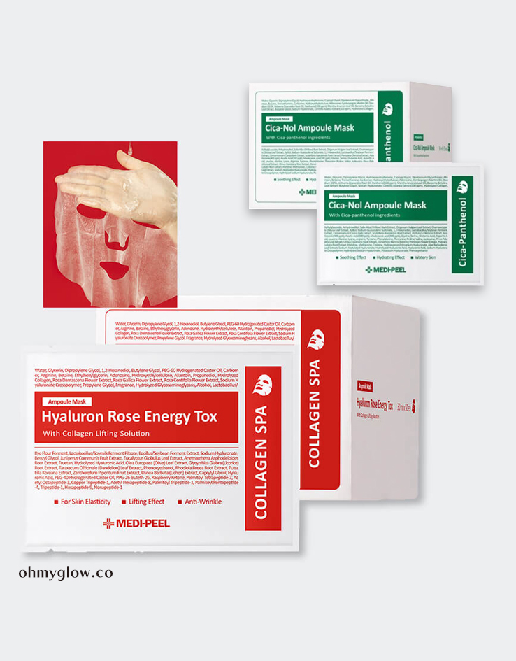 韓國Medi Peel Hyaluron Rose Energy Tox / CICA-NOL Ampoule Mask 玫瑰透明質酸.膠原蛋白緊緻提升 / 積雪草舒緩保濕安瓶面膜 - 2款選擇 韓國Medi Peel Hyaluron Rose Energy Tox / CICA-NOL Ampoule Mask 玫瑰透明質酸.膠原蛋白緊緻提升 / 積雪草舒緩保濕安瓶面膜 - 2款選擇