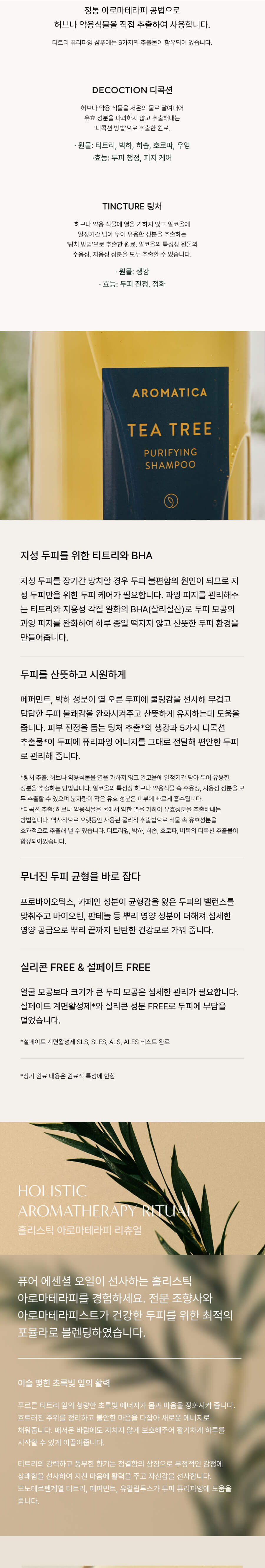 韓國Aromatica Tea Tree Purifying Shampoo 茶樹抗敏淨化純素無矽洗頭水