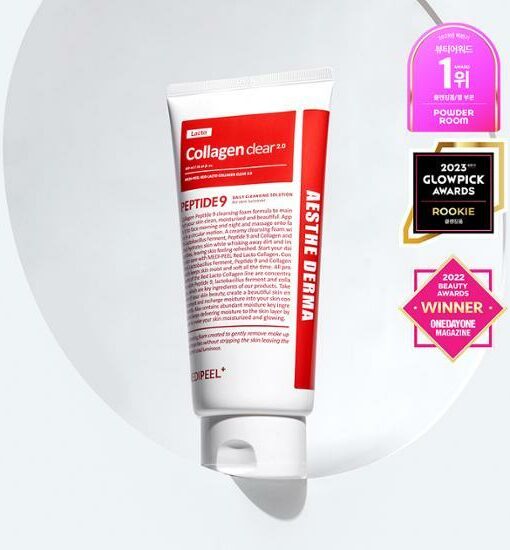 2.0升級款!2倍膠原蛋白 收毛孔功效Double Up!〖Olive Young 熱賣! 高CP！〗Medi Peel Red Lacto Collagen Clear 2.0 氨基酸保濕泡泡膠原蛋白嬰兒毛孔洗面奶 - 300ml