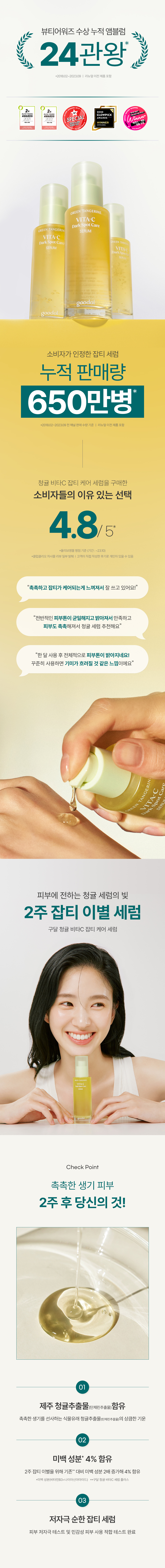 〖最新升級版！〗韓國 goodal Green Tangerine Vita C Dark Spot Care Serum 濟州青橘維C美白淡斑去痘印保濕精華