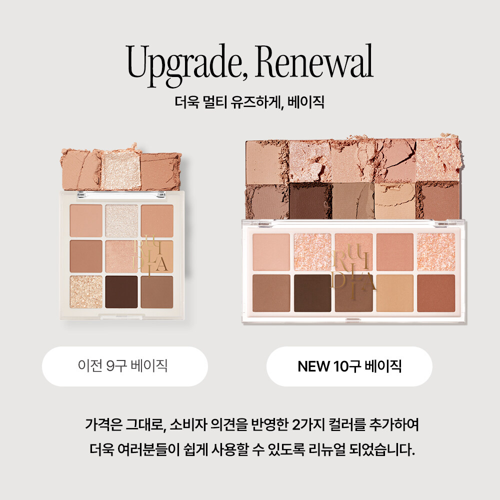 最新回歸版!【🎁送迷你雙頭眼影掃】韓國小眾品牌 RULIDIA Multi-Use Shadow Palette 基礎實用多用途大地色系10色眼影盤 - #01 BASIC