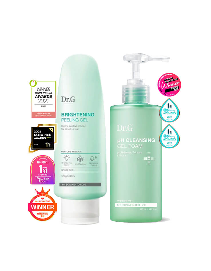 【年度🏆促銷組合】Dr. G Brightening Peeling Gel + pH Cleansing Gel Foam 皇牌煥白去角質保濕啫喱＋弱酸植物潔面凝膠