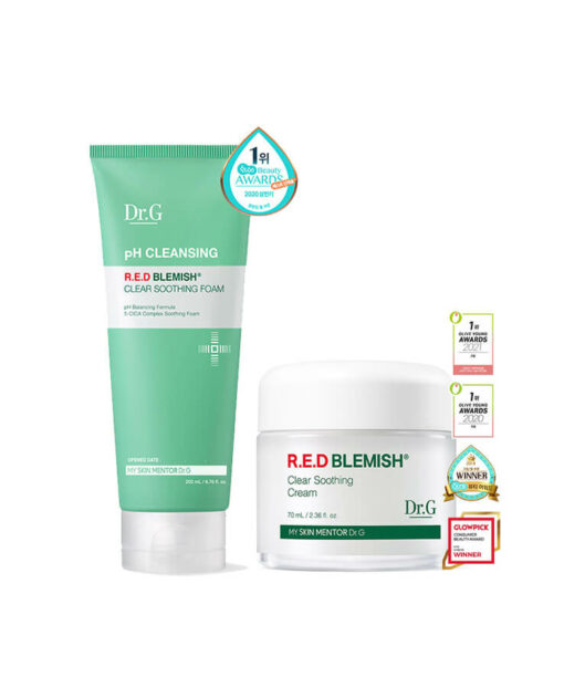 【年度🏆促銷組合】Dr. G RED Blemish Clear Soothing Cream + Foam 舒潤積雪草去紅抗痘保濕修護系列皇牌潔面＋面霜