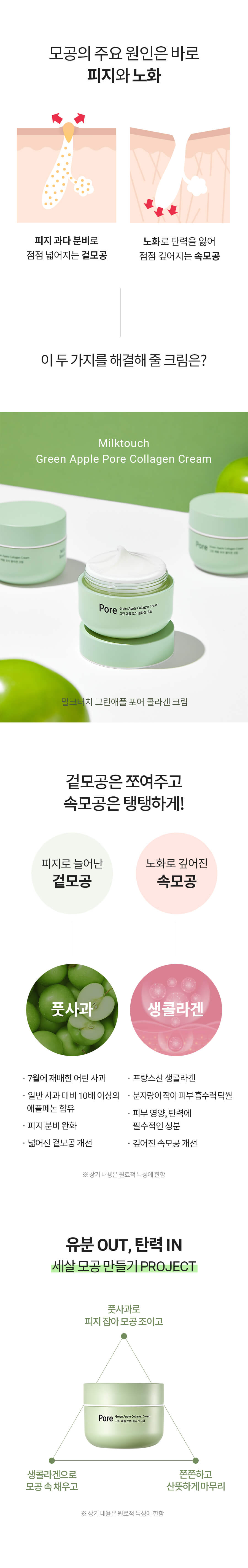 韓國 Milk Touch Green Apple Pore Collagen Cream 🍏青蘋果膠原蛋白收毛孔面霜