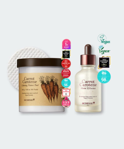 【年度🏆促銷組合】SkinFood Carrot Carotene Calming Water Pad + Serum 純素胡蘿蔔素鎮靜爽膚棉片＋精華2件組