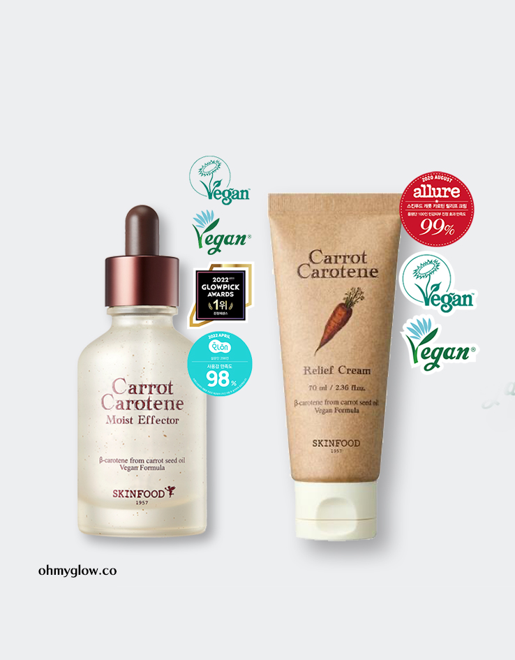 【年度🏆促銷組合】韓國 SkinFood Carrot Carotene Calming Serum + Cream 純素胡蘿蔔素鎮靜精華+面霜2件組