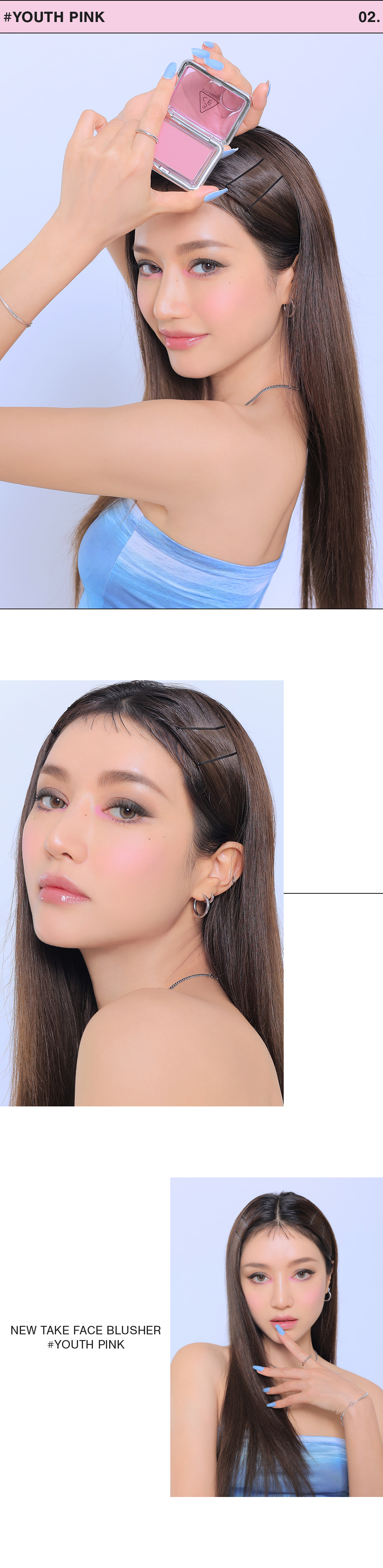 韓國 3CE 新品銀盒胭脂 New Take Face Blusher 新柔霧單色胭脂 #Youth Pink