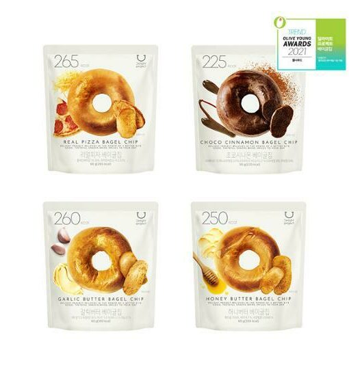 〖韓國 Olive Young 熱賣低卡零食〗Delight Project Bagel Chip 低卡低熱量貝果餅乾 - 6款味道(可可肉桂/pizza/香蒜牛油/蜂蜜牛油/奶油濃湯/玉米濃湯)