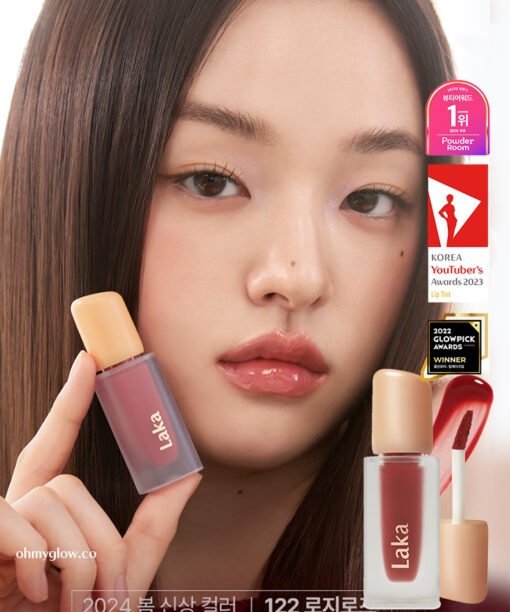🏆GlowPick！韓國 Laka Fruity Glam Tint 果汁水光純素唇釉 -122 Rosy Rose