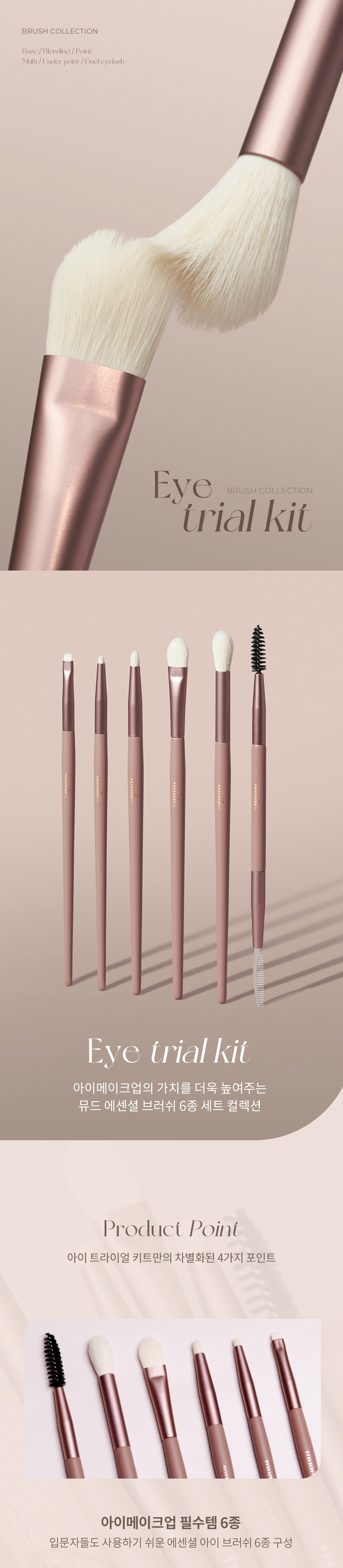 韓國 Mude Brush Collection Eye Trial Kit 眼部掃具6件掃套裝連收納皮套