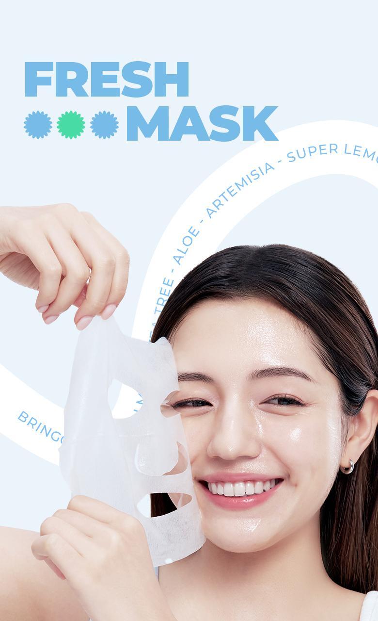 \24最新版/ 韓國 Bring Green Fresh Mask 新鮮天然純素面膜(茶樹/茵陳蒿艾草/竹炭/蘆薈/紅胡蘿蔔/檸檬穀胱甘肽/竹萃透明質酸) - 7款選擇