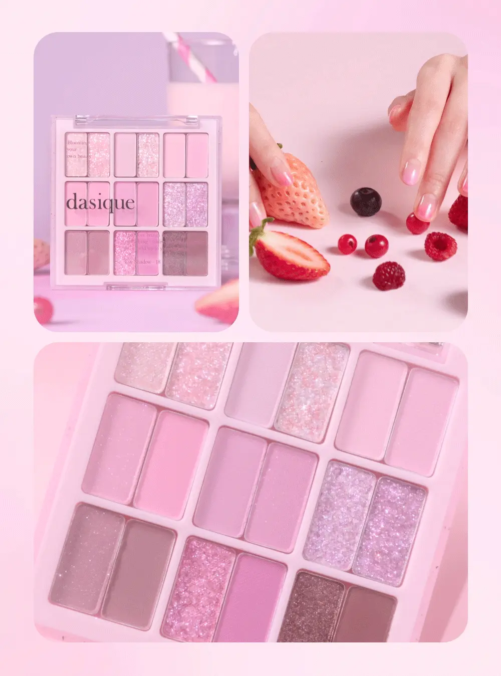 韓國 dasique Shadow Palette 18色冷調草莓奶昔眼影盤 #18 Berry Smoothie