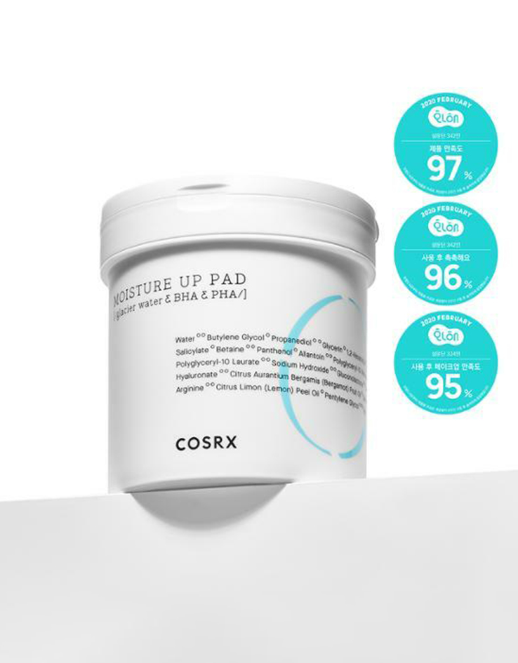 韓國 COSRX One Step Moisture Up Pad 一步💙 藍色BHA保濕溫和清潔毛孔理膚棉片 – 70 Pads
