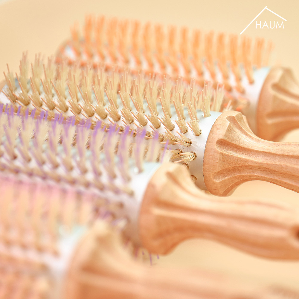 韓國 HAUM Big Roll Brush 30mm捲髮豬鬃圓梳 - 4色選擇 韓國 HAUM Big Roll Brush 30mm捲髮豬鬃圓梳 - 4色選擇