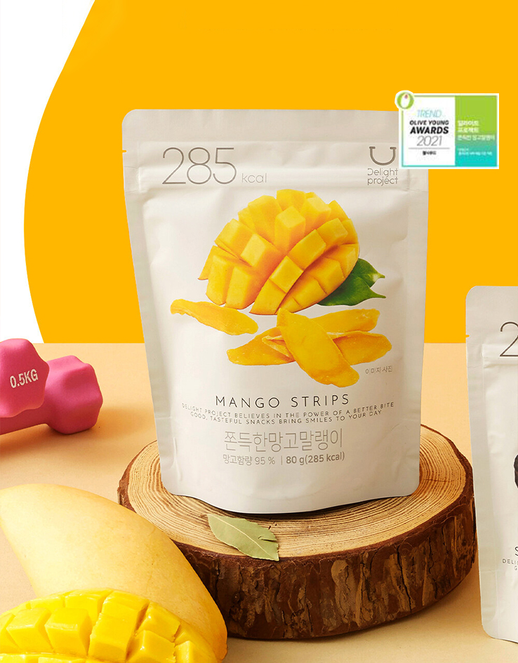 〖韓國 Olive Young 熱賣低卡零食〗Delight Project Crispy Chips 低卡低熱量果乾 #Mango Strips 芒果乾