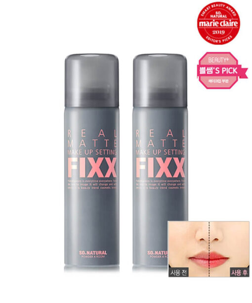 ＼超值1＋1組合／ So Natural Real Matte Make Up Setting FIXX Spray 全天候超完美定妝噴霧 - 清爽強效控油霧面款 - 75ml x 2