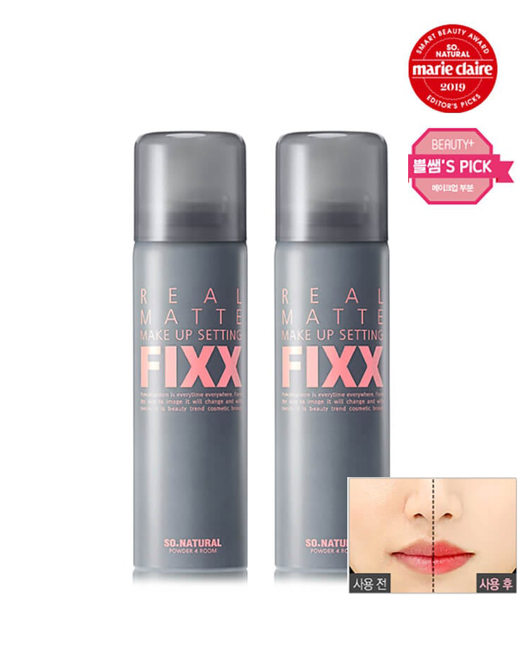 ＼超值1＋1組合／ So Natural Real Matte Make Up Setting FIXX Spray 全天候超完美定妝噴霧 - 清爽強效控油霧面款 - 75ml x 2