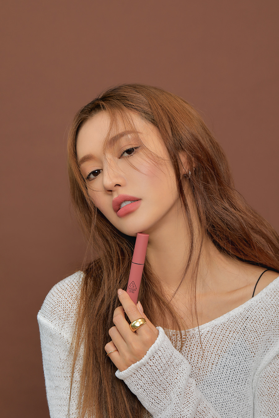 韓國 3CE Velvet Lip Tint 絲絨霧面裸色唇釉 - #Cashmere Nude 木質玫瑰
