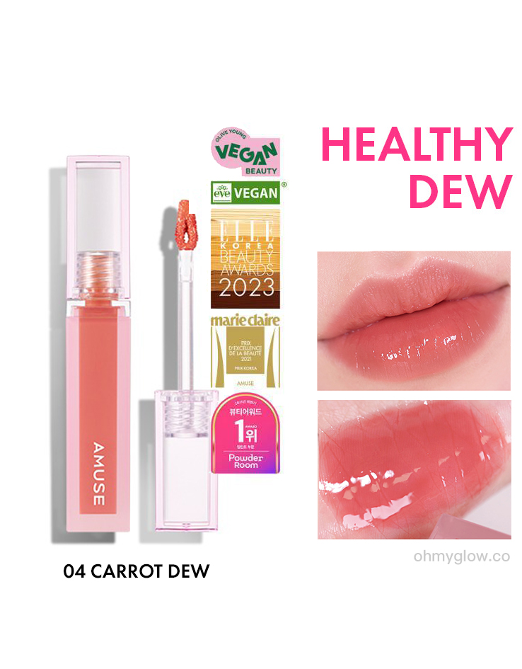 23新色 #Healthy Dew💦 韓國 Amuse Dew Tint 長效水光純素唇釉 - 04 Carrot Dew