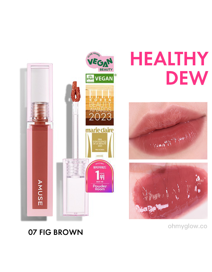 23新色 #Healthy Dew💦 韓國 Amuse Dew Tint 長效水光純素唇釉 - 07 Fig Brown