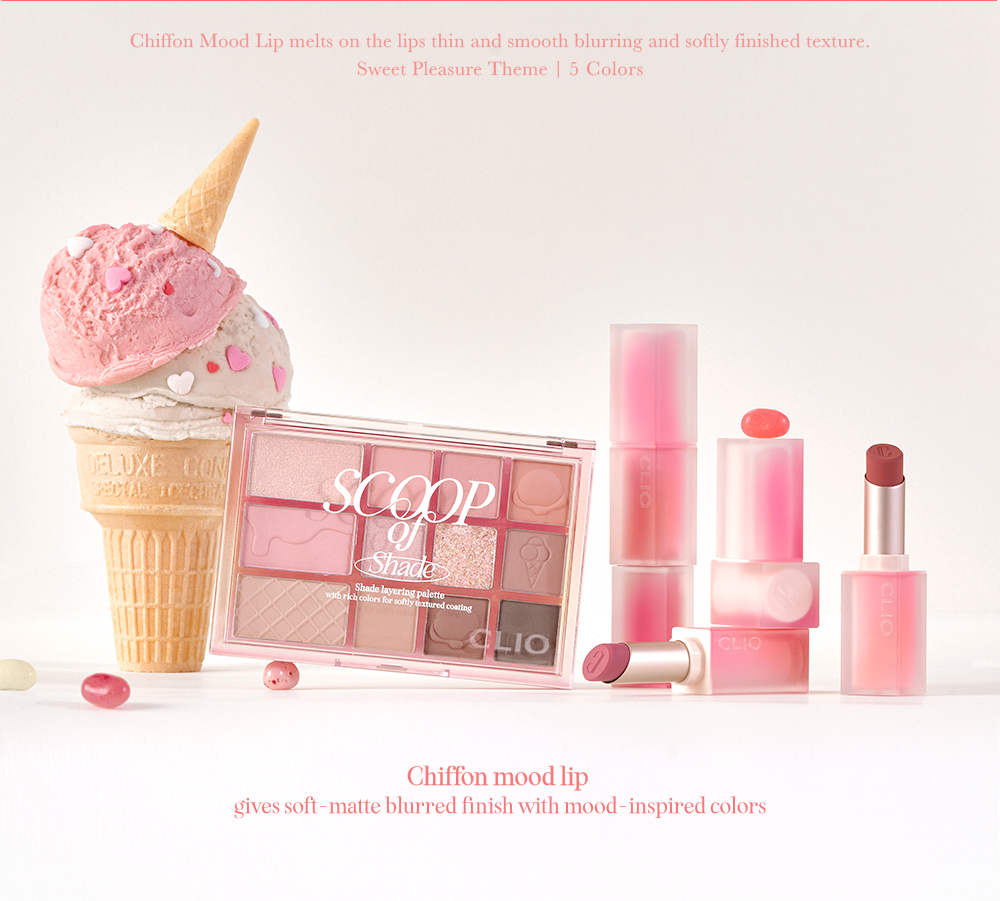 韓國 Clio X 安俞真 Chiffon Mood Lip #Sweet Pleasant Edition 🍦雪糕系列 奶霜絲絨唇膏(#07-11) - 5色選擇