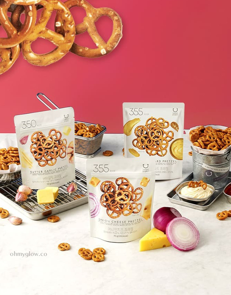 新口味！〖韓國 Olive Young 熱賣低卡零食〗Delight Project Pretzel 低熱量蝴蝶餅乾 - 3款味道(香蒜牛油/洋䓤芝士/黃芥末)"