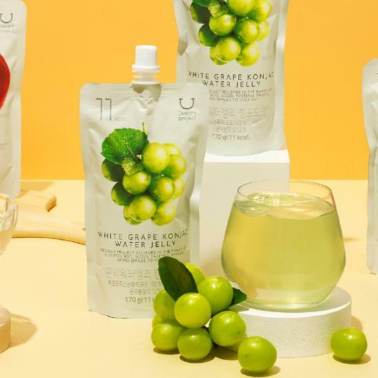 〖韓國 Olive Young 熱賣低卡零食〗Delight Project Water Jelly 低熱量果汁蒟蒻啫喱 - White Grape 葡萄