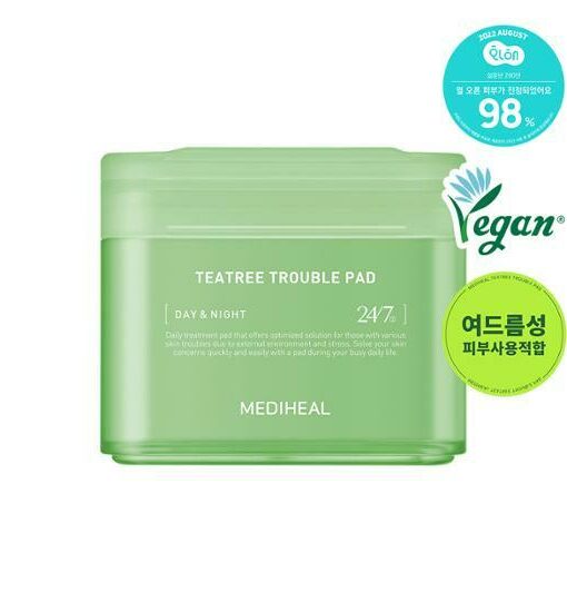 粉刺暗瘡肌～韓國 MEDIHEAL Tea Tree Trouble Pad 茶樹鎮靜🌿抗炎減紅護膚棉片 - 100片