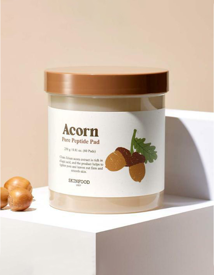 韓國 SkinFood Acorn Pore Peptide Pad 橡子專利肽🌰收毛孔回彈爽膚棉片 - 60Pad