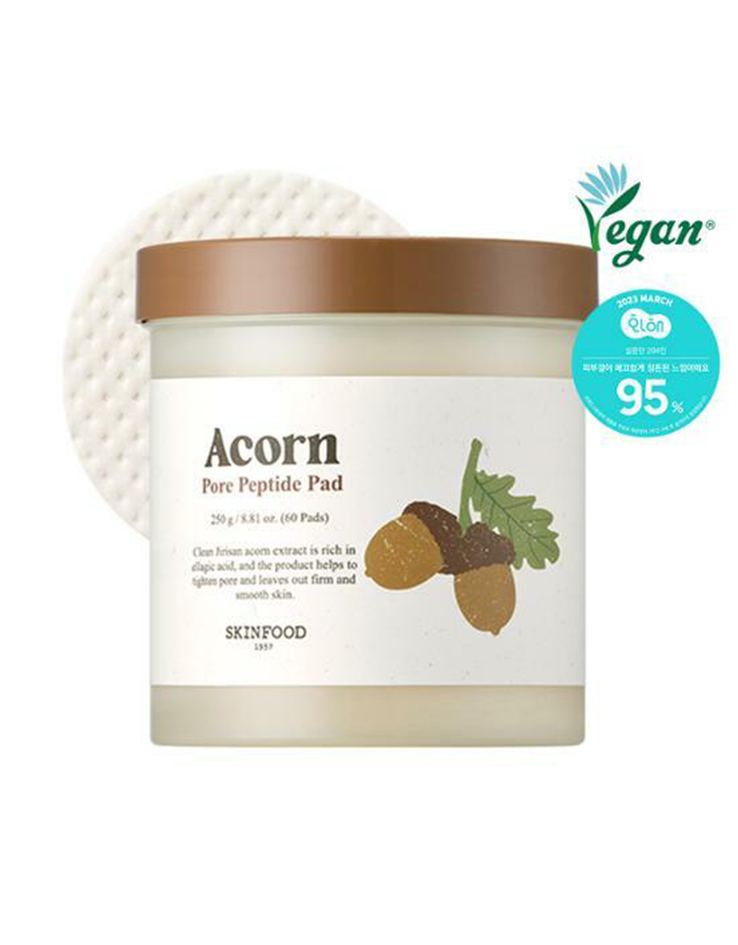 韓國 SkinFood Acorn Pore Peptide Pad 橡子專利肽🌰收毛孔回彈爽膚棉片 - 60Pad