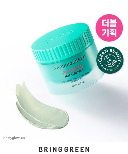 〔新包裝〕韓國 Bring Green Tea Tree Cica Pore Clay Pack 茶樹積雪草收毛孔清潔泥膜 - 120g