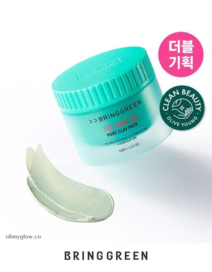〔新包裝〕韓國 Bring Green Tea Tree Cica Pore Clay Pack 茶樹積雪草收毛孔清潔泥膜 - 120g