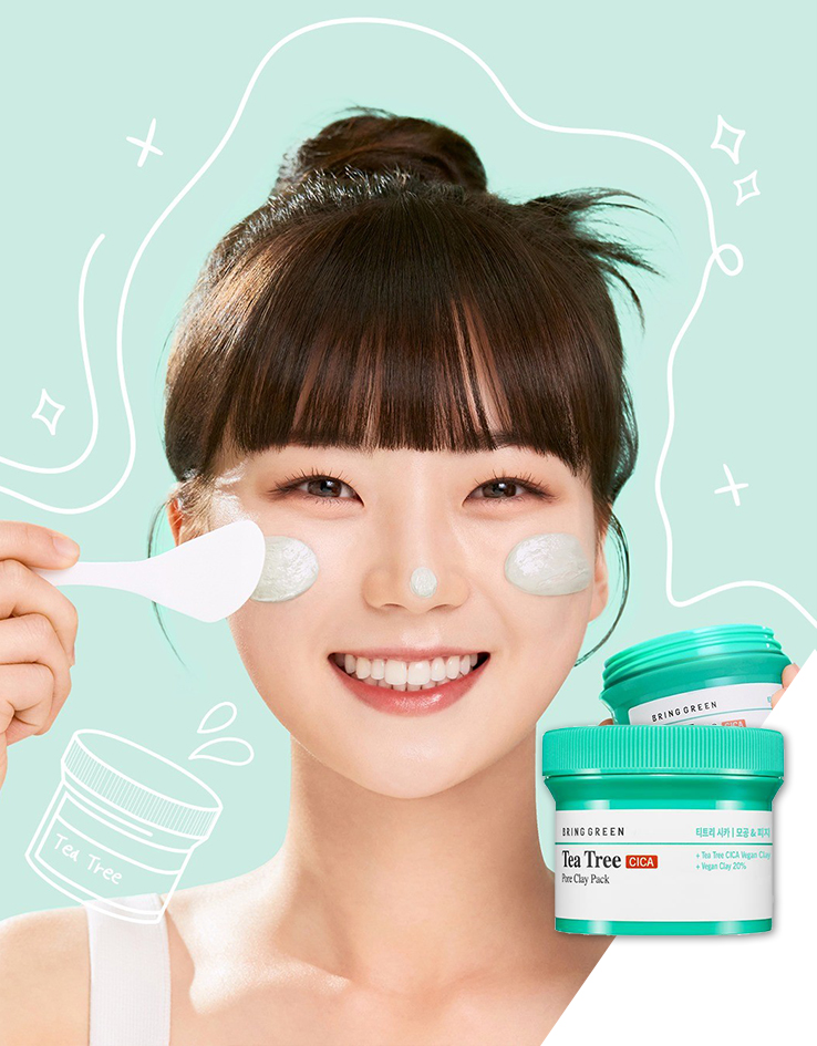 韓國 Bring Green Tea Tree Cica Pore Clay Pack 茶樹收毛孔泥膜 - 120g